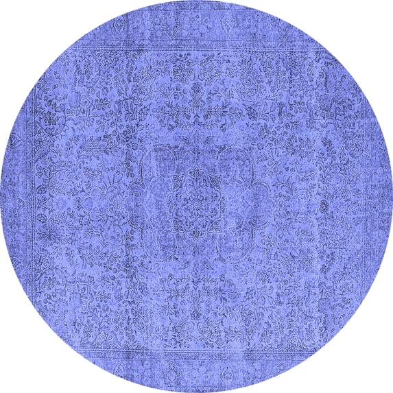 Ahgly Company Indoor Round Oriental Blue Industrial Area Rugs, 3' Round
