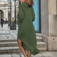 thumbnail image 2 of Vestido camisero holgado con botones delante en color liso para mujer: algodón flameado, informal y elegante, manga larga, cuello redondo, tallas S-XXL, otoño/invierno, 2 of 5