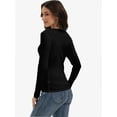 thumbnail image 2 of Womens Long Sleeve Stretch Crew neck T-Shirt Fitted Casual Basic Tops, 2 of 6