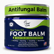Foot Cure Athletes Foot Treatment Balm - 10% Zinc Undecylenate Antifungal Cream, Moisturizing Tea Tree Oil Jock itch Cream, Relieves Itching Burning & Scaling - 2oz