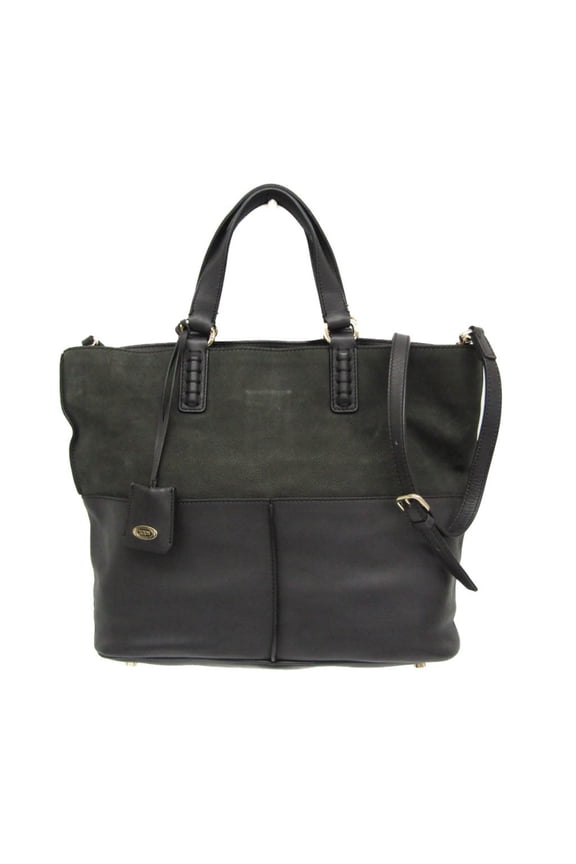 Pre-Owned Tod's Women's Leather Shoulder Bag,Tote Bag Black,Khaki (Good)