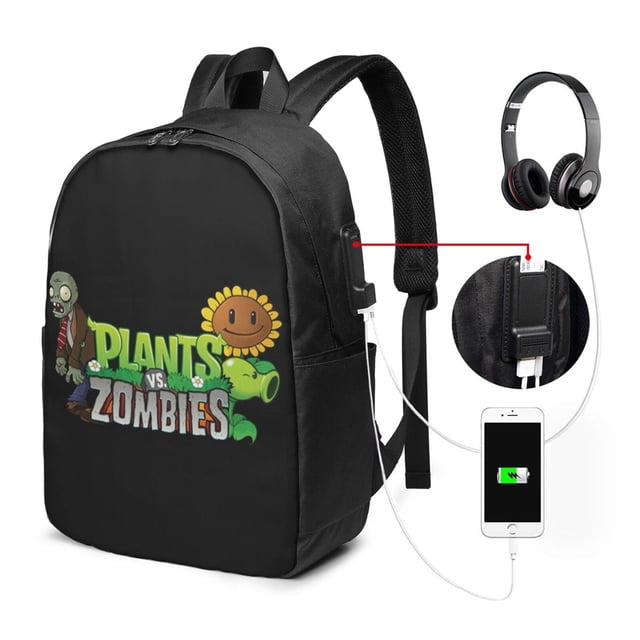 Mochila de viaje para portátil de Plantas vs. Zombies, mochila de negocios, delgada, duradera y con puerto de carga USB, ideal para la universidad y la escuela, para hombres y mujeres.