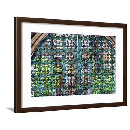 University Branding Iron - Iron Bronze Gate, Yale University, New Haven, Connecticut. Framed Print Wall Art By William Perry