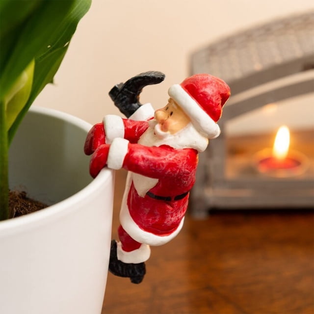 Santa Claus Snowman Sculpture Flowerpot Vase Wall Hanging Decoration Resin Ornament Gift
