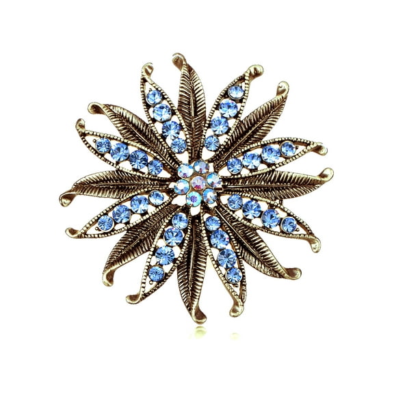 Swarovski Crystal Elements Out Of This World Blue Poinsettia Flower Pin Brooch