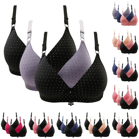 Chroia Women's 3-Pack Push-Up Bras - No Underwire, Full Coverage, High Support Comfortable Everyday Bralettes