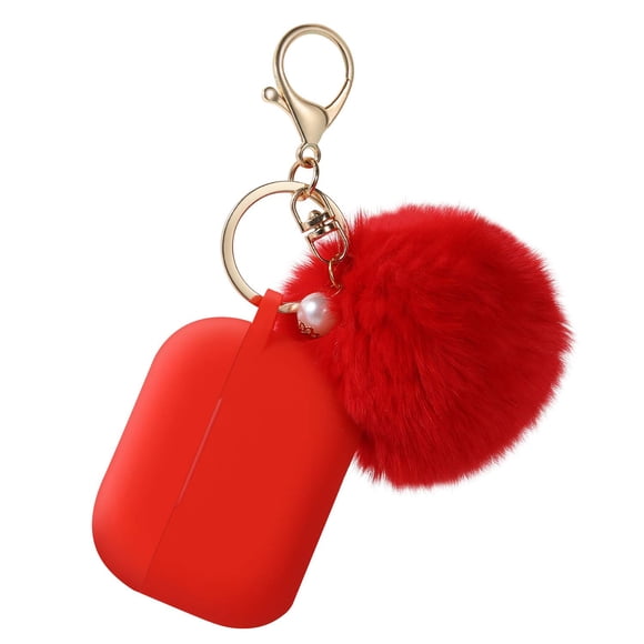 Estuche para AirPods Pro Cypher.V Rojo con Llavero Pompon Esponjoso