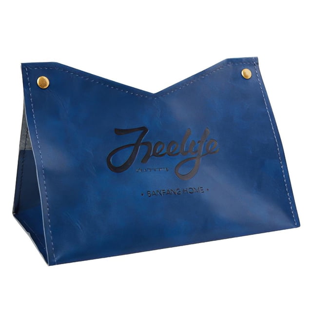 Caja de pañuelos de cuero decorativa Soporte de caja de pañuelos rectangular Cubierta de papel facial de tejido plegable Estuche de cubierta de Almacenamiento y organización del hogar No. 4 Yuarrent HA027626-04