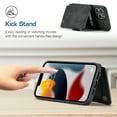 thumbnail image 3 of Dteck Case for Apple iPhone 13 Pro 6.1-inch,Retro Magnetic Leather Card Holder Wallet Shockproof Case Hybrid Rubber Zipper Purse Kickstand Protective Cover for iPhone 13 Pro,Black, 3 of 6