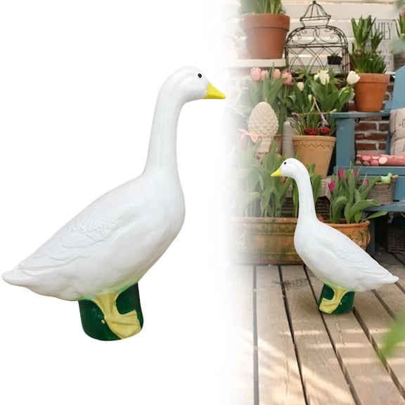 Porch Goose Statue Resin Duck Garden Decor White Farmhouse Yard Ornament Weather Resistant Figurine 1 Pc For Entryway Patio Lawn Backyard Desktop Accent Seasonal Display