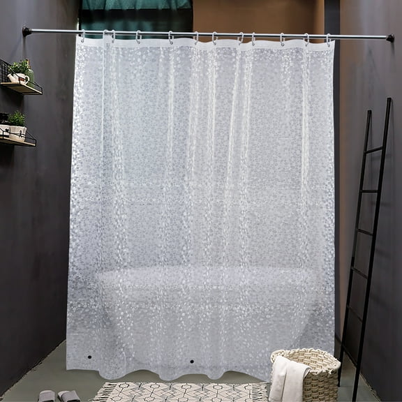 Ntbay EVA Shower Curtain Liner with 12 Hooks and 3 Weighted Magnets, Heavy Duty Water Repellent Shower Curtain for Bathroom Shower Stall, Mildew/Mold-Resistant, Clear Semi Stones, 72"x72"