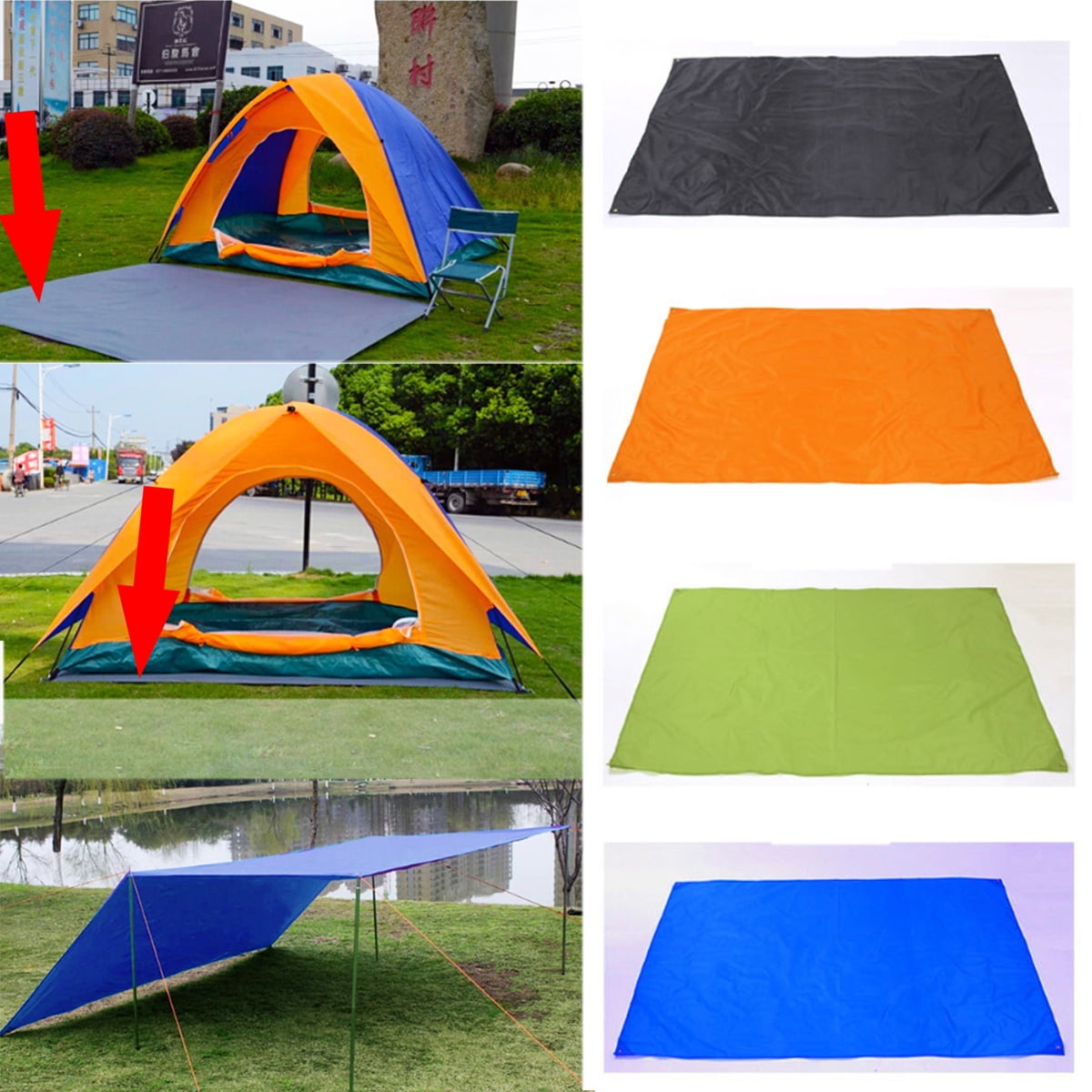 Waterproof Camping Tent Tarp Shelter Hammock Awning Sun Shade Rain Cover Pad Mat 