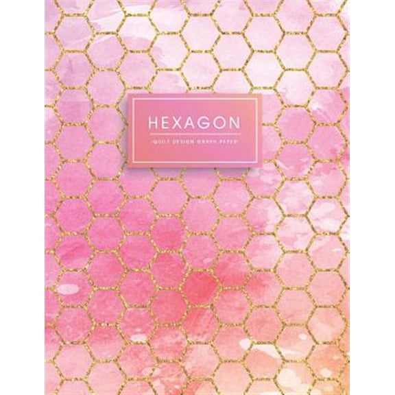 Pre-Owned Hexagon: Quilt Design Graph Paper Pink Purple Watercolor with Gold Glitter Hexagons