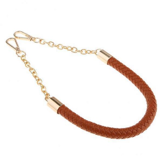 3xMetal PU Cuero Trenzado Bolsa Correa Asa Bolsa Cadena Reemplazo 60cm Marrón Sunnimix Reemplazo de la correa del bolso