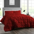 thumbnail image 2 of CCNY 600 TC 100% Egyptian Cotton Duvet Cover with 2 Matching Pillowcases Twin/Twin XL Size Pinch Pattern, Zipper Closure, Corner Ties (Burgundy), 2 of 7
