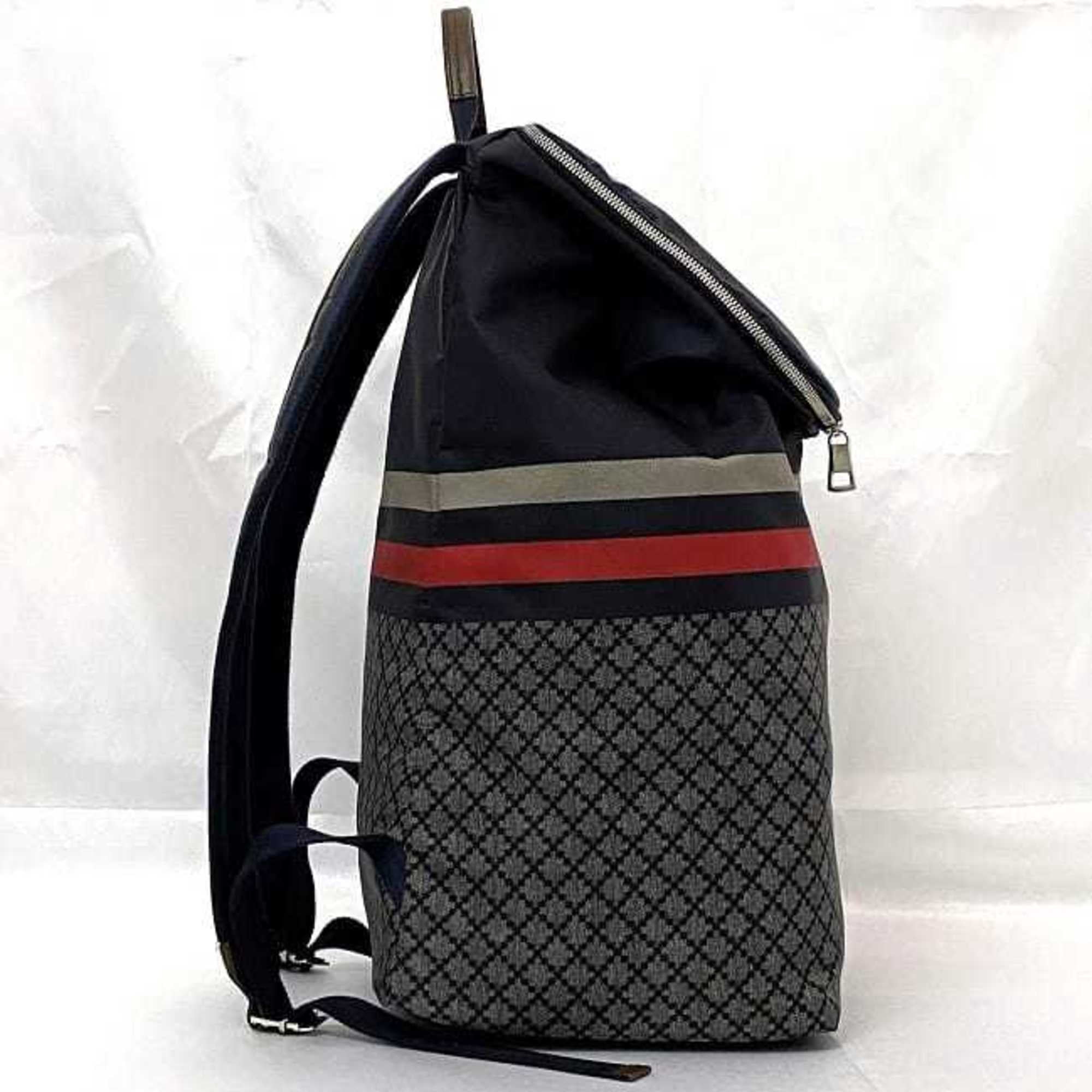 Gucci Diamante Backpack 268111 Navy Red Gray Pre-Owned Gucci Backpack ec-22563 Navy Grey Diamante 268111  main image 4