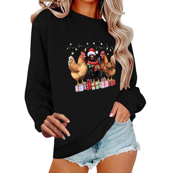 Winter Saving Talove Long Sleeve Shirts for Women Graphic Printed Sweatshirt Fall Fashion Must Haves Crewneck Casual Fall Womens Tops Dressy Casual Plus Size Christmas Shirts