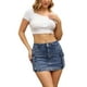 thumbnail image 2 of Inspire Chic Conjunto Falda de Jean Mini Cuerpo Ajustado con Bolsillos de Solapa y Botones para Mujeres, Cargo, Estilo Y2K, Talla XL, Azul, 2 of 5
