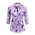 thumbnail image 2 of Uorisanigo Purple Butterfly Athletic Polo Workout Tops for Women Soft Fashionable Women's 3/4 Sleeve Athletic Golf Shirts Comfortable Dry-Fit Tennis Tops Workout Sports Daily Wear, 2 of 7