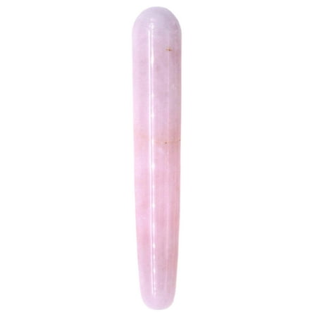 Dilwe 1pc Natural Rose Quartz Crystal Face Massage Wand Stone Smooth Stick, Handmade Rose Quartz Gua Sha Scraping Massage Tool, Crystal Massage Wand for Acupuncture Therapy Stick Point Treatment