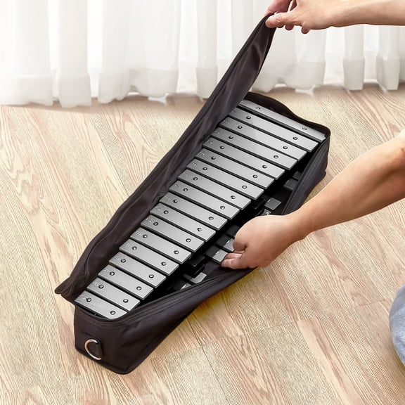 Complete 32 Note Glockenspiel Xylophone Bell Kit with Mallets, Drum Sticks, Carry Bag, Durable Percussion Instrument Set for School Bands and Performances