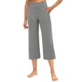 thumbnail image 5 of Wutalume Women's Cross Waist High Waist Capri Pants with Pockets Elastic Wide Leg Casual Loose Fit Summer Beach,Gray 2XL, 5 of 6