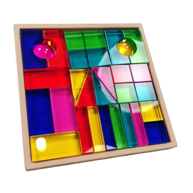 KLKCMS Cube Blocks Set Smooth Transparent Appearance Rainbow Acrylic Gemstone Cubes