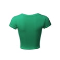 thumbnail image 3 of A2Y Women's Basic Solid Printed Scoop Neck Cap Sleeve Fitted Crop Rayon Top Tee Shirt Kelly Green M, 3 of 3