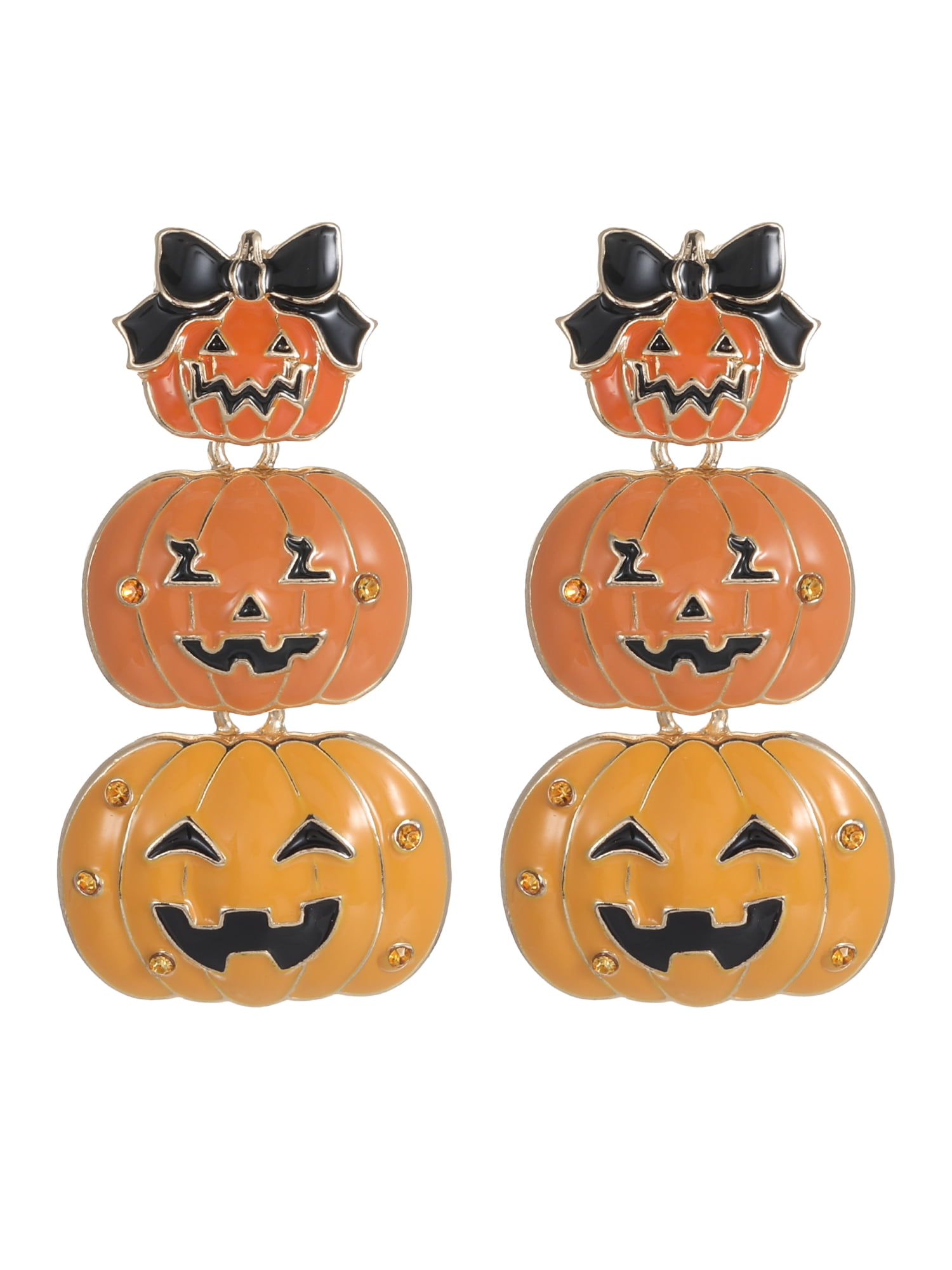 Way to Celebrate Jack-O-Lantern Stack Halloween Earrings, 1 Pair