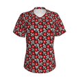 thumbnail image 4 of Wukai Red Floral Classic V-Neck T-Shirt for Women: Comfortable, Stylish, and Versatile Wardrobe Essential-XX-Large, 4 of 7