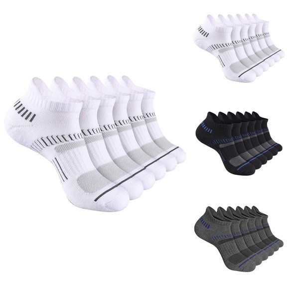 WHEANG 6 PC Breathable Mesh Crew Socks for Women Men Ankle Socks Low Cut Short Socks Soft Comfortable Sweat-Wicking Sports Socks Daily Wear Non-Slip Running Socks(White) 2026 Sales Under $1