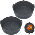 thumbnail image 3 of 2 Pcs Pot en Silicone pour Friteuse à Air Chaud avec Poignée Réutilisable Doublure Résistante à la Chaleur Moule à Pâtisserie en Silicone pour Friteuse Four Micro-Ondes, 3 of 10