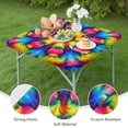 thumbnail image 4 of Tie Dye Vivid Petal Mandala Pattern Square Fitted Tablecloth with Elastic Edge,Square Table Cover,Washable Elastic Table Cover for Home Kitchen Party Decor 34"x34", 4 of 6