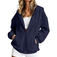 thumbnail image 2 of Aihuaihua Zip Up Hoodie Women Oversized 2026 Zip Up Y2K Hoodies Casual Long Sleeve Sweatshirts Fall Spring Track Jackets (Navy,M), 2 of 7