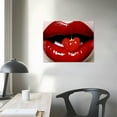 thumbnail image 3 of JEUXUS Sexy Red Lips Canvas Wall Art Seductive Red and Black Lips Print Wall Decor Bedroom Dressing Room Girl Home Decor Stretch and Frame Ready to Hang 20\x16\, 3 of 4