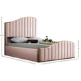 thumbnail image 4 of Maklaine Contemporary Solid Wood and Velvet Queen Bed in Pink, 4 of 5