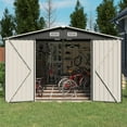 thumbnail image 6 of Aoxun 10'x 8' Outdoor Storage Shed with Base Frame, Lockable Door, Galvanized Steel, Black, 6 of 10