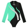 thumbnail image 3 of Alvivi Kids Girls Long Sleeve Mesh Splice Gymnastic Ballet Dance Leotard Bodysuit Sports Activewear Mint Green 14, 3 of 5
