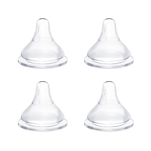 XIRQI Silicone Bottle Nipples Compatible with Bottles, Replacement Soft Nipple for Baby 1 Months, Anti-Colic, Bpa-Free, Slow Flow, Size S, 4-Pack Reliable Nipple