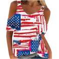 thumbnail image 1 of Fiudx Camisas para Mujer Camisa de Cuello Redondo de Manga Corta con Hombros Descubiertos y Estampado Informal a La Moda para Mujer, 1 of 4