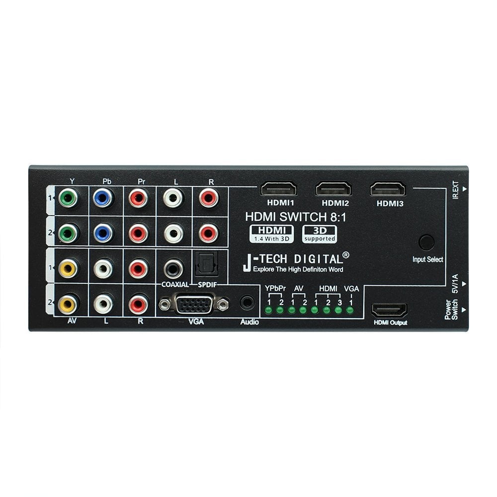 J-Tech Digital Latest Generation Multi-Functional HDMI Extractor with 8 Inputs to 1 HDMI Output with Optical / Coaxial 5.1 Channel Support 3D & Surround Sound - Walmart.com