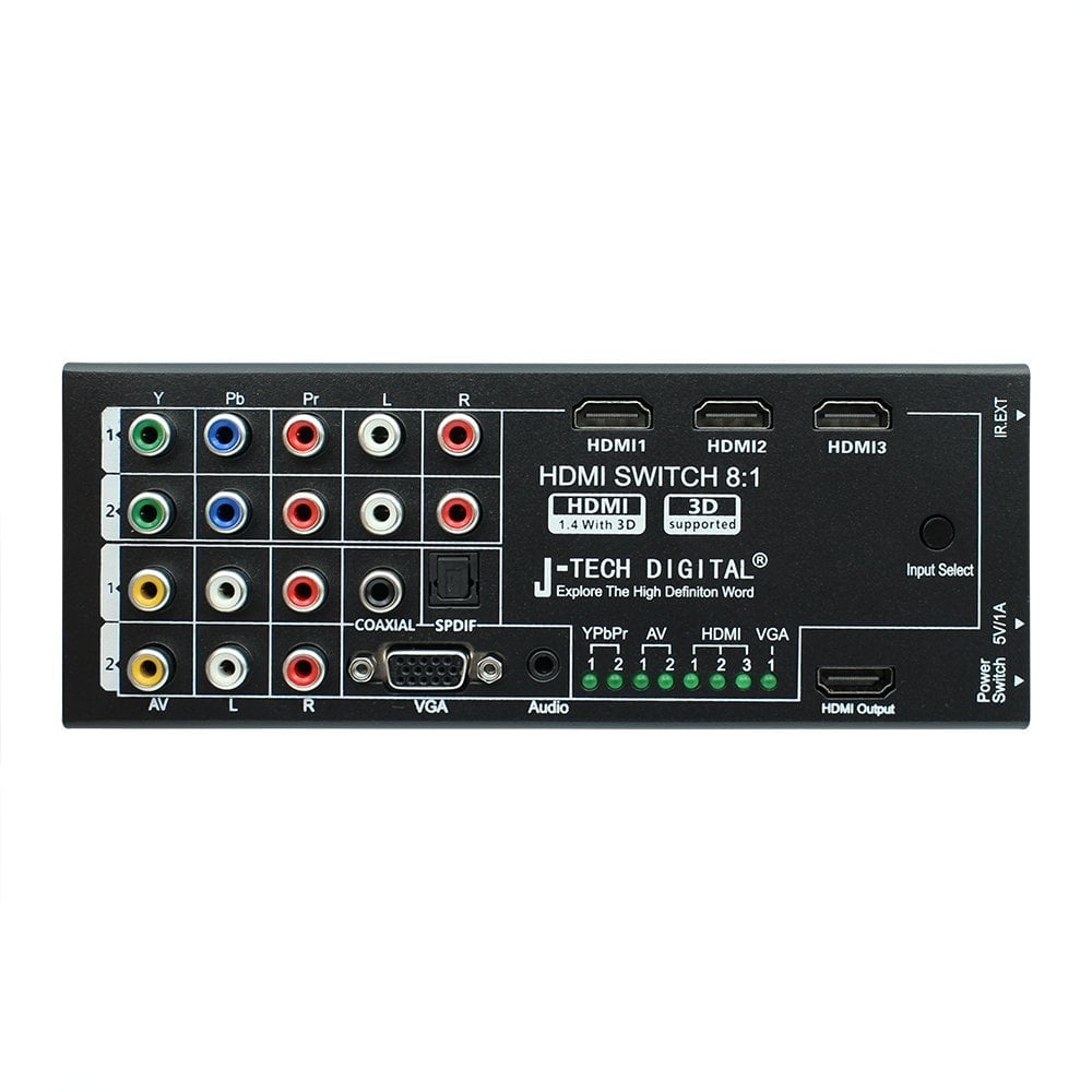 JTech Digital Latest Generation MultiFunctional HDMI Audio Extractor with 8 Inputs to 1 HDMI