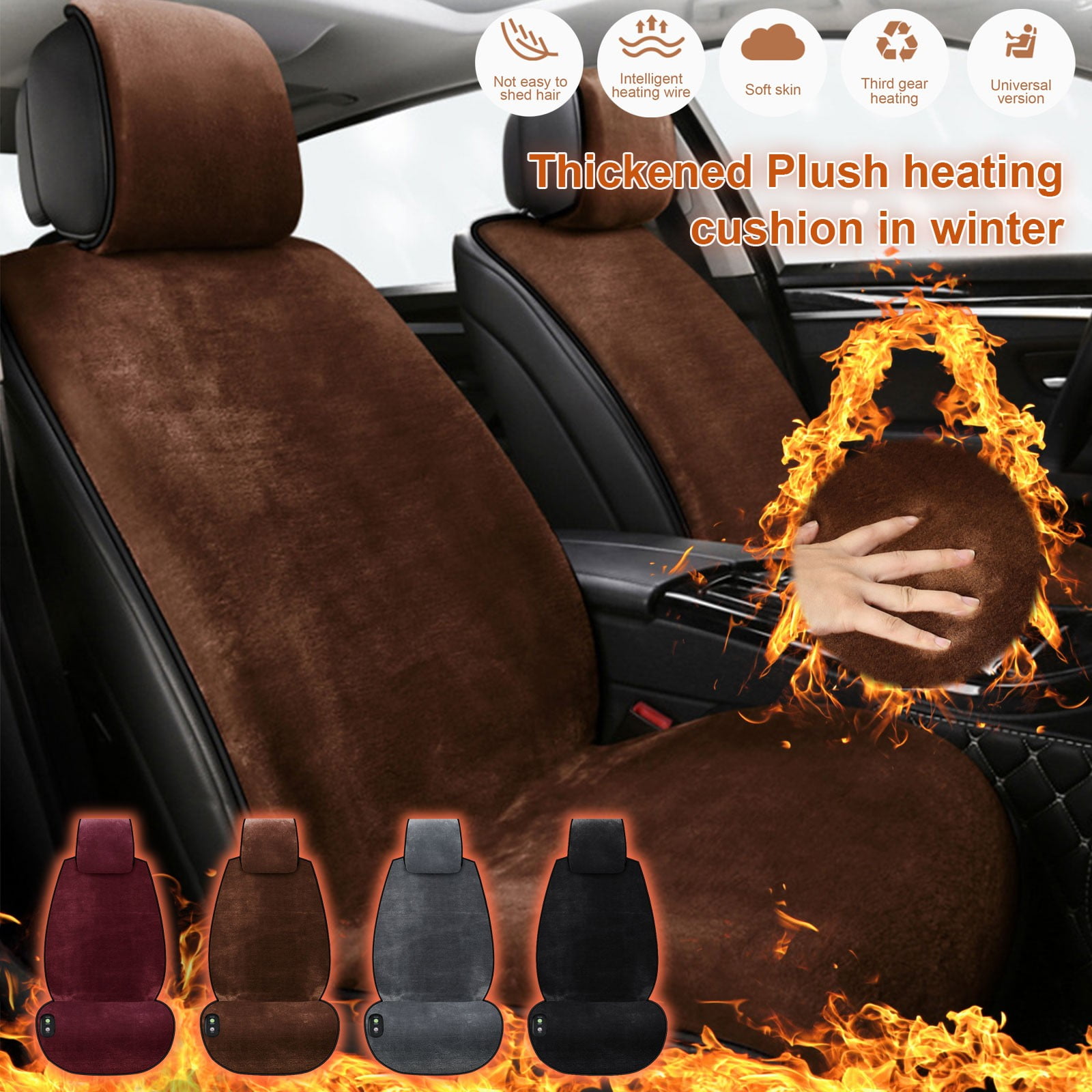 Discount Galore Office Chair Pad 12v 24v Seat Heating Pad Car Heating Seat Cushion Warm Plush Heating Pad Padded Chair Cushion Silver Fox Velvet Sponge Akmoler Walmart