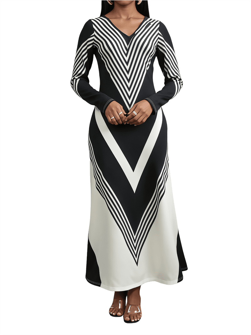 black and white striped long sleeve bodycon dress Black & White Striped Long Sleeve Knit Mini Dress Black & White / 10