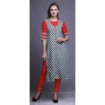 thumbnail image 2 of Bimba Long Straight Kurti For Women Printed Indian Rayon Slub 3/4 Sleeve Tunic, 2 of 6