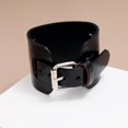 thumbnail image 3 of PU Leather Bracelet, Adjustable Buckle Wide Bangle Wristband for Men Women Daily Black, 3 of 7