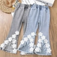 thumbnail image 6 of Otqutp Children Pull On Joggers Toddler Denim 3d Flower Print Pants Baby Girls Trousers Ruffles Lace Jeans For Kids 3 To 12 Years, 6 of 6