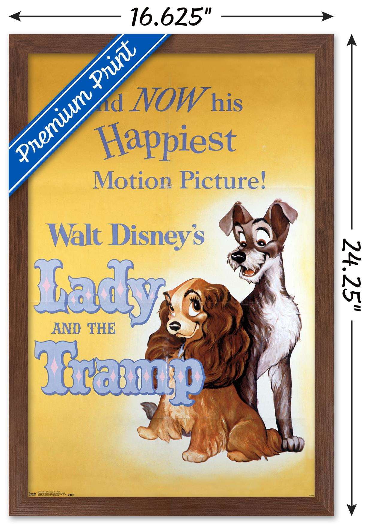 Disney Lady and The Tramp - One Sheet Wall Poster, 14.725" x 22.375", Framed