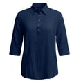 thumbnail image 3 of Women's Tops, Tees & Blouses Stand Collar Solid Button Front Loose Casual Shirt Cute Summer Tops, 3 of 4