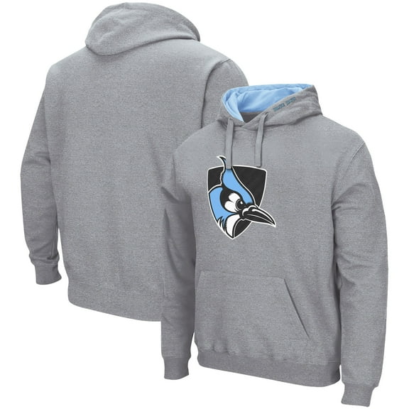 Men's Colosseum Heather Gray Johns Hopkins Blue Jays Arch & Logo 3.0 Pullover Hoodie